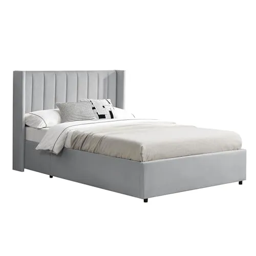 Juskys Polsterbett Savona 140x200 cm - Betten mit elegantem Samt-Bezug, praktischem Stauraum und stabilem Lattenrost, belastbar bis 250 kg – ideal für stilvolle Schlafzimmer.