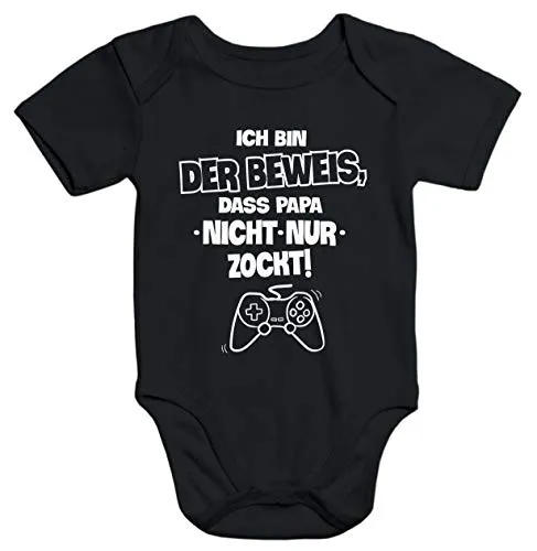 MoonWorks® Baby Body Ich bin der Beweis das Papa nicht nur zockt Gamer Zocker Nerd Daddeln Baby Body schwarz 6-12 Monate