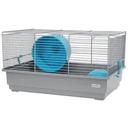 GarPet Hamsterkäfig mit Haus grau - Artgerechter Nagerkäfig für Hamster, Mäuse und Zwerghamster - hochwertig gefertigt in der EU, mit robusten, ungiftigen Materialien für maximale Sicherheit und Langlebigkeit.