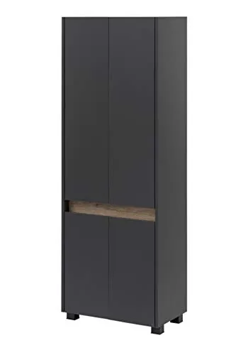 Schildmeyer Hochschrank Cosmo - Stilvolles Badmöbel in Anthrazit - Badezimmerschränke mit moderner Optik und griffloser Türöffnung, ideal für platzsparende Lösungen und einfache Montage.