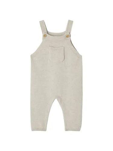 Vertbaudet Baby Latzhose aus Strick beige meliert 62 - Gemütliche Strick-Latzhose für Babys mit praktischen Knöpfen und einer süßen Vordertasche. Ideal für den täglichen Einsatz und bequem zu tragen.