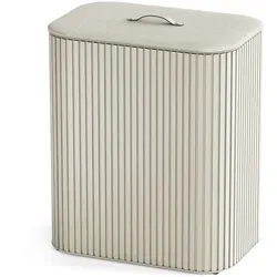 Joseph Joseph - Tota Twin Luxe Wäschetrennkorb mit zwei Fächern 90 l, Bambus ecru