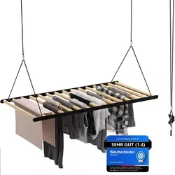 MyZone Decken-Wäscheständer, platzsparend und ausziehbar, 115x60cm - Schwarz - Wäscheständer mit 2-Punkt Aufhängung für optimale Raumnutzung. Hergestellt aus stabilen Materialien, ideal für schwere Waschladungen. Trockne umweltfreundlich und energiesparend!