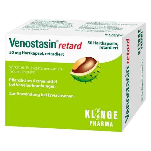 Venostasin retard Kapseln mit Rosskastaniensamen-Trockenextrakt - 50 St - Venenleiden - Lindert Schweregefühl und Schmerzen in den Beinen mit natürlicher 3-Fach-Kraft der Rosskastanie. Magenschonend durch Retardkapseln, ideal gegen Beinschwellungen und nächtliche Wadenkrämpfe.