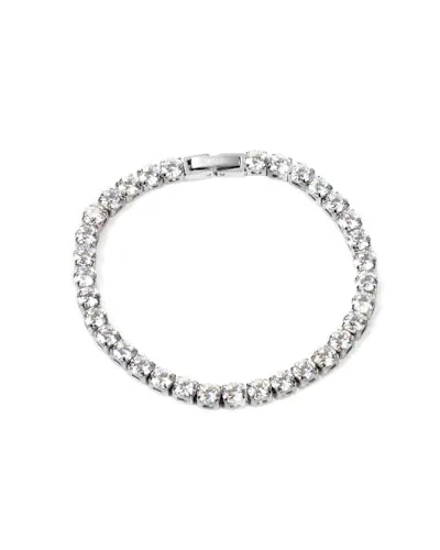 UNSHINEBAR Tennis Armband für Herren in verschiedenen Farben - Streetwear Iced Out Tennis Armband aus Edelstahl und 18K Gold - Wasserfestes Armband (Silber, 21)