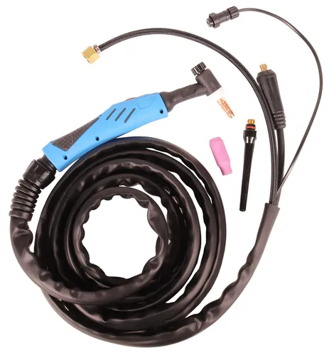 WELDINGER WP26 flex WIG Schlauchpaket 4m 2polig T25 - WIG-Schlauchpaket mit flexibler Biegung für WIG/TIG-Schweißgeräte. Ideal für präzise Schweißarbeiten, Länge: 4 m, mit 9 mm Stecker und 200 A Belastbarkeit.