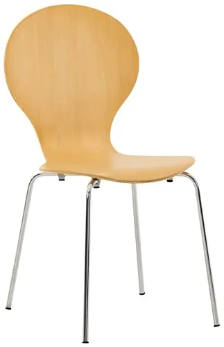CLP Besucherstuhl Diego natura - Ergonomischer Stapelstuhl - Bürostuhl mit ergonomischem Design und robustem Holzsitz für hohen Komfort. Stapelbar und ideal für Konferenzräume oder Büros, max. Belastbarkeit 120 kg.