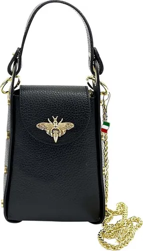 FLORENCE Umhängetasche Biene aus Echtleder - Elegante Damen Umhängetasche aus hochwertigem Kalbsleder, ca. 13cm x 18cm, ideal für stilvolle Anlässe und Made in Italy.