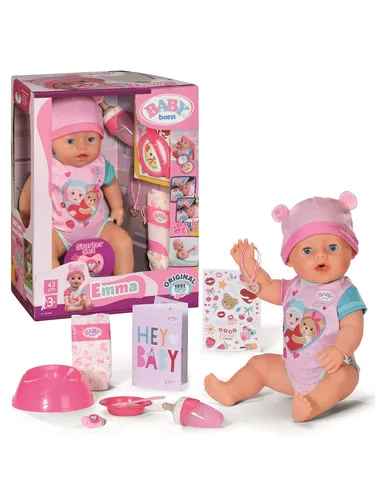 BABY born Emma 43cm - Babypuppe mit 10 Funktionen, inklusive Wasserzauber und Schnuller-Augenmechanismus, ideal für Kinder ab 3 Jahren