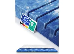 AM Qualitätsmatratzen 7-Zonen Deluxe Gelschaum-Topper 140x200 cm - Matratzenauflagen mit optimaler Druckentlastung durch 7-Zonen Gelschaum und atmungsaktiven Bezug für erholsame Nächte. Ideal für Allergiker und in Deutschland gefertigt.