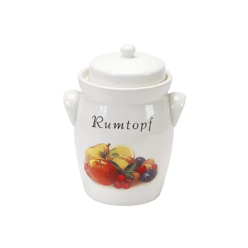 Schmitt und Sohn Steinzeug Rumtopf 5 Ltr. inkl. Rezepte - Glasbehälter & Töpfe, hochwertiger Rumtopf aus Steinzeug mit Deckel, Wasserrinne und Muschelgriffen für perfekte Rumzubereitung.