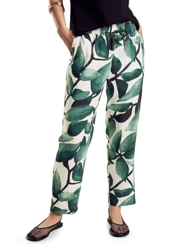 STREET ONE Hose mit floralem Print - Damen-Hosen im Loose Fit Mid Waist mit Slim Legs, aus softer Viskose-Qualität für optimalen Tragekomfort und einen trendigen Look.