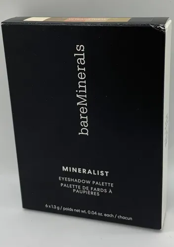 bareMinerals Mineralist Lidschatten Palette 7.8 g Ultranatural - Vegane Lidschatten Palette mit 6 pigmentierten Farbtönen, die sich leicht verblenden lassen. Nachhaltige, plastikfreie Verpackung und pflegende Formel mit Sanddorn- und Hagebuttenöl.