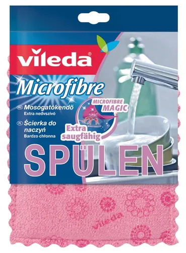 Vileda Spültuch Spülschwamm 132502, Mikrofasertuch 17 x 20 cm - Effektives Mikrofasertuch zum Spülen und streifenfreien Reinigen von Geschirr und glatten Oberflächen. Strapazierfähig, saugstark und waschbar bis 60°C für langlebigen Einsatz.