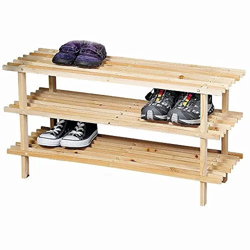 Kesper Schuhregal Dreistöckig aus Tannenholz, 77 x 40 x 26 cm - Praktisches Schuhregal aus hochwertigem Tannenholz, passt in jeden Flur. Dreistöckig, ideal für die ordentliche Aufbewahrung Ihrer Schuhe, ganz ohne Montage.