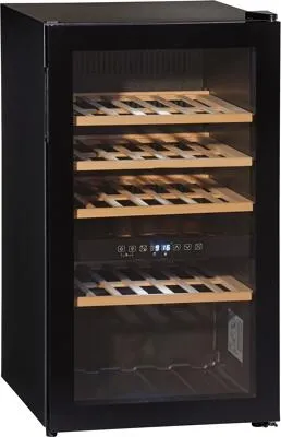 Wolkenstein WTS49DW Weintemperierschrank - Weinkühlschrank für 49 Flaschen, mit 2 Temperaturzonen und eleganter schwarzer Optik für perfekten Weingenuss.