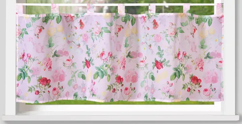 Weckbrodt Scheibengardine Rosalie, Schlaufen (1 St), halbtransparent, Voile, Bistro, Voile, bedruckt, floral, HxB 45x120cm, Gardine, Store