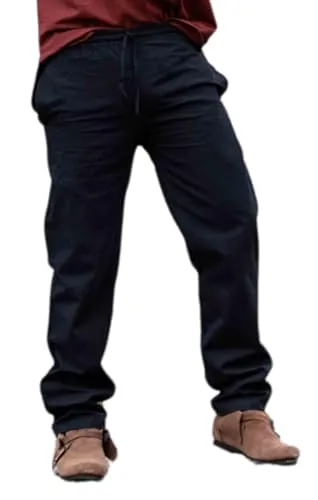 Leonardo Carbone® Hose Veit - Herren Hosen, Leichte Sommerhose Herren, Festival Outfit, Wikinger, Mittelalter Kleidung, LARP, Cosplay, Freizeithose Lang - 100% Baumwolle Schwarz M
