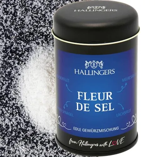 Hallingers Fleur de Sel - Premium Salz für Rinderfilet, Meeresfrüchte, Spargel und Lachs (Dose) - Muttertagsgeschenk & Geschenkideen zum Vatertag | Geburtstag Glückwunsch Neues Zuhause Jahrestag Freun