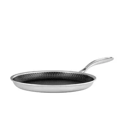 HENSSLERS Crêpepfanne 26 cm - Edelstahl Omlet-Pfanne mit Wabenstruktur - Pfannen für Crêpes und Frühstück, antihaftbeschichtet und spülmaschinengeeignet, ideal für Induktionsherde.