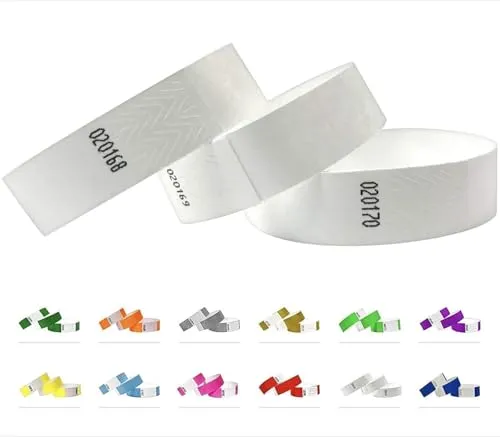 Eintrittsbänder aus Tyvek - Party Einlassbänder, Securebänder, Festival Armbänder, Kontrollbänder für dein Event (White) 500