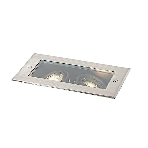 Qazqa - Moderner Bodenstrahler Außen aus Stahl, 2-flammig, verstellbar, IP65 - Eleganter, befahrbarer Bodenstrahler aus robustem Stahl für die Außenbeleuchtung. Verstellbare Köpfe und IP65-Schutz bieten Flexibilität und Langlebigkeit. Ideal für stilvolle Akzente im Außenbereich.