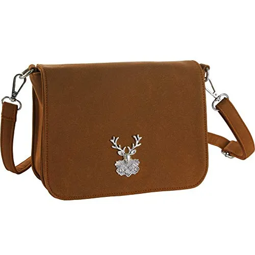 dressforfun Dirndl Tasche, Herztasche, Handtasche Damen mittelgroß, Trachten Mode, Trachtentasche in Wildlederoptik, Damen Tasche, Umhängetasche, Oktoberfest Accessoires, Damen-Schultertaschen - braun