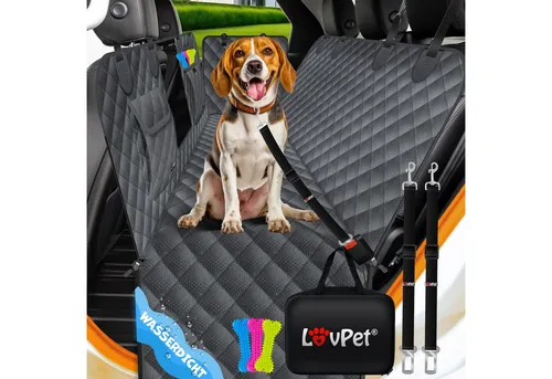 Lovpet® 2in1 Hundedecke für Auto Rückbank & Kofferraum - Autoschondecke für Hunde mit Wasserabweisung und Sichtfenster, bietet Sicherheit und Komfort für Ihren Hund während der Fahrt.