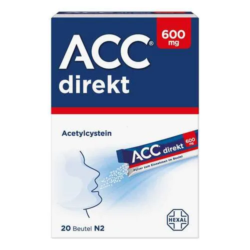 ACC direkt 600 mg Pulver zum Einnehmen - Praktisches Pulver zur einfachen Einnahme ohne Wasser, ideal für unterwegs. Mit 600 mg Acetylcystein zur Unterstützung der Schleimlösung und fruchtigem Geschmack.