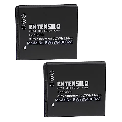EXTENSILO 2X Akku kompatibel mit Panasonic Lumix DMC-FX500, DMC-FX55 Kamera (1000mAh, 3,7V, Li-Ion)