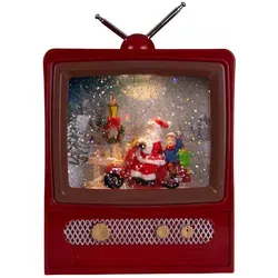 Christmas Paradise LED Elektrische Schneekugel TV 24 cm Schneegestöber Musik Licht rot
