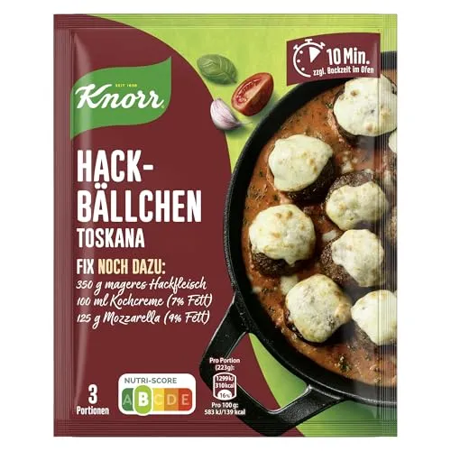 Knorr Fix Würzmischung Hackbällchen Toskana für ein leckeres Gericht mit Hackfleisch ohne geschmacksverstärkende Zusatzstoffe 39 g 1 Stück