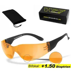 HSE SportEyes | BIFOKAL: +1,50 DIOPTRIEN | Sportbrille mit Lesehilfe | Fahrradbrille Sprinter 2.3