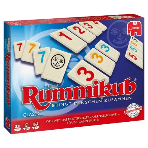 Jumbo Rummikub Classic - Geschicklichkeitsspiel für die ganze Familie, fördert strategisches Denken und macht Spaß