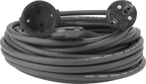 Verlängerungskabel Außen 10 Meter H05RR-F3G1,5, schwarz - Hochwertiges 10 Meter Verlängerungskabel für den Außenbereich, wetterfest und ideal für Garten oder Baustelle.
