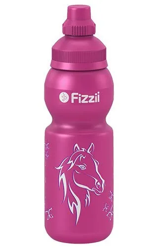 Fizzii Kinder- und Freizeittrinkflasche 330 ml (auslaufsicher bei Kohlensäure, schadstofffrei, spülmaschinenfest, Motiv: Mini Pferd)