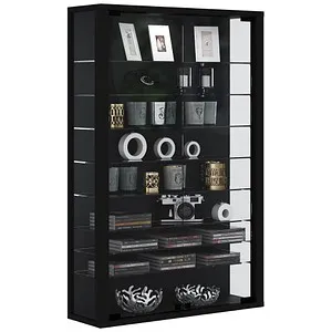 VCM Glasvitrine Lumo Mini, stehend - Vitrine mit 8 höhenverstellbaren Fachböden aus ESG-Sicherheitsglas, ideal zum Schutz und zur Präsentation Ihrer Schmuckstücke. Maße: 59 x 90 x 18 cm, Farbe: schwarz.