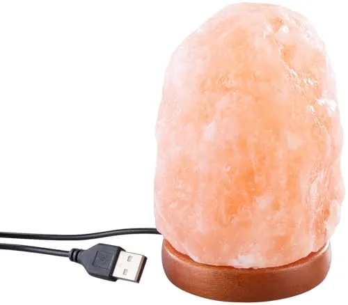 Lunartec LED-Salzlampe – Handgefertigte Nachtlicht mit USB-Betrieb - Einzigartige LED-Salzlampe aus 700-900 g handgefertigtem Steinsalz, ideal für sanfte Beleuchtung. Perfekt für Nachtische, schafft eine entspannende Atmosphäre und verbessert die Luftqualität.