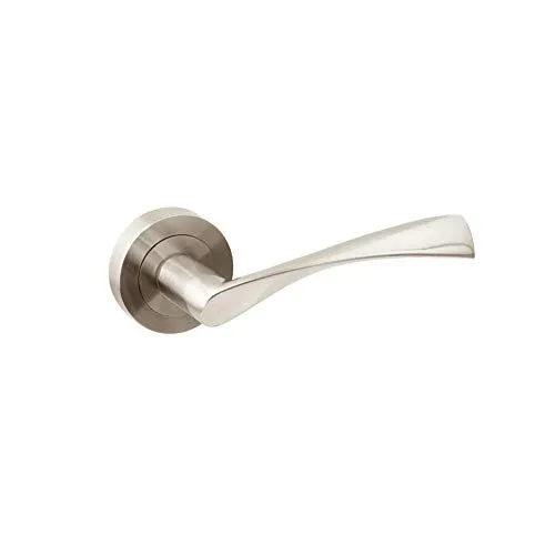 Emuca - Türgriffe für Innenttüren, Türgriff-Set mit Rosetten für Zimmertüren D.50 mm, Aluminium, satiniertes Nickel.