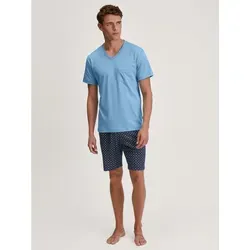 CALIDA Shorty Relax Streamline (2 tlg) - V-Ausschnitt in Grün XL (56) - Herren-Nachtwäsche aus 100% Baumwolle, atmungsaktiv und bequem für erholsame Nächte. Ideal für entspannte Abende.