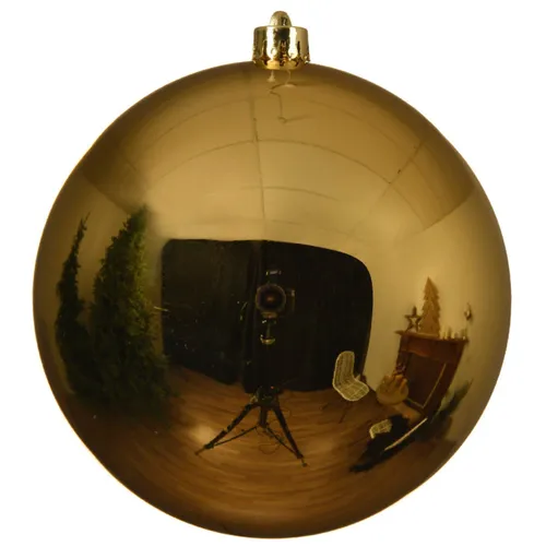 Bruchfeste Outdoor Weihnachtskugel Goldfarben Ø 14 cm - Sonstiges Gartenmöbelzubehör – Diese bruchfeste, wetterbeständige Weihnachtskugel verleiht Ihrem Garten oder Eingang festliche Akzente und ist ideal für große Weihnachtsbäume.
