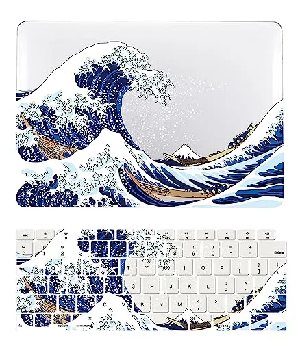 Hülle Kompatibel mit Neues MacBook Pro 13 Zoll 2020 2019 2018 2017 2016 Freisetzung A1706 A1708 A1989 A2159 A2251 A2289 A2338 M1, Plastik Hartschale Snap Case & Tastaturabdeckung, Meereswelle