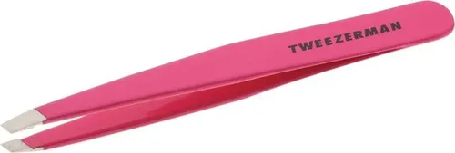 TWEEZERMAN Slant Tweezer Pink - Pinzette mit handgeschliffenen, abgeschrägten Spitzen für präzises Zupfen. Preisgekrönt seit 2001 und ideal für perfekte Augenbrauenform.