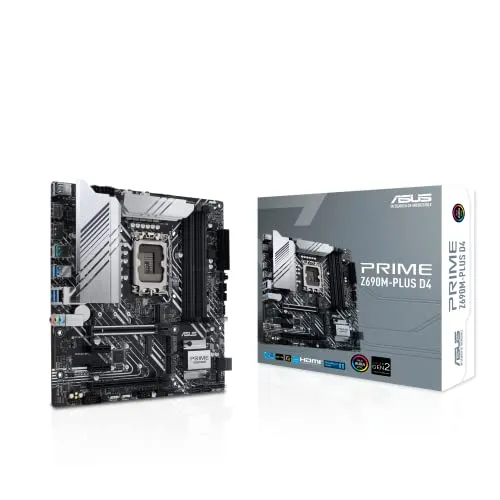 ASUS Prime Z690M-PLUS D4 Gaming Mainboard Intel Sockel LGA 1700 (Intel Z690, mATX, PCIe 5.0, 3x M.2, DDR4-Speicher, Thunderbolt 4, Aura Sync)