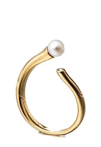 Heideman Ring Damen Perlenring mit Stein aus Edelstahl gold farbend matt Damenring für Frauen mit Perle