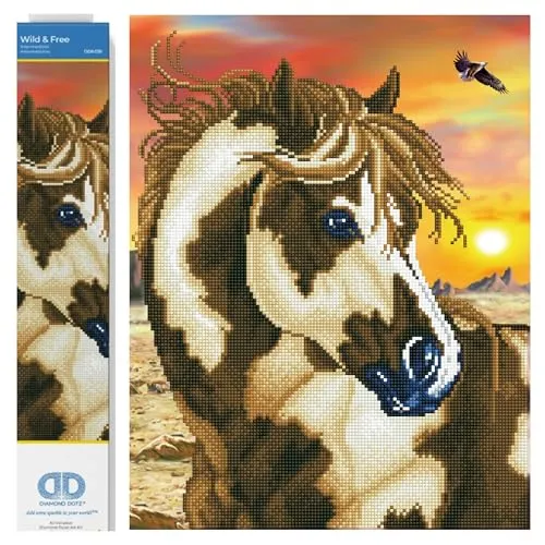 Diamond Dotz DD9-035 Pferd - Funkelndes Diamond Painting Set - Bastelset für Kinder mit hochwertiger Leinwand und Diamanten, ideal für kreative Köpfe ab 8 Jahren. Gestalte ein beeindruckendes Pferdemotiv und entdecke die Freude am Malen mit Diamanten!