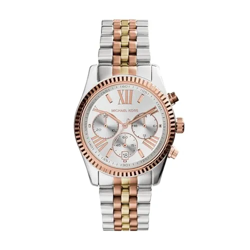 Michael Kors Lexington MK5735 - Damen Quarzuhr mit 38-mm Gehäuse, elegantes Edelstahlarmband in Silber- und Goldtönen, präziser Quarz-Chronograph