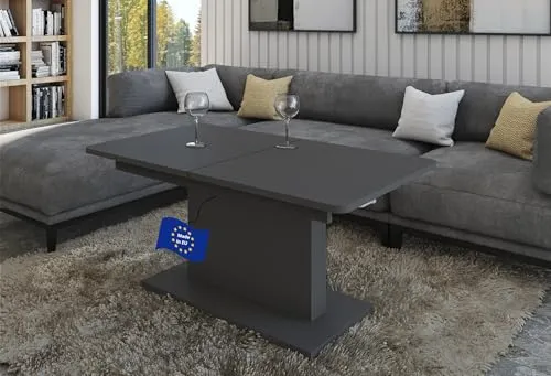 designimpex DC-1 Ausziehbarer Couchtisch - Esszimmertisch mit praktischer Erweiterungsfunktion von 126 auf 168 cm, höhenverstellbar von 58 cm bis 75 cm – ideal für kleine Räume und vielseitig einsetzbar.