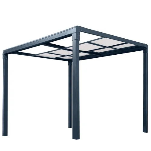 osoltus Terrassendach Veranda freistehend mit Schiebedach 3x3m anthrazit - Markisen & Terrassenüberdachungen – Freistehendes Pavillon aus Aluminium mit modernem Schiebedach für flexiblen Wetterschutz und stilvolle Gestaltung Ihres Außenbereichs.
