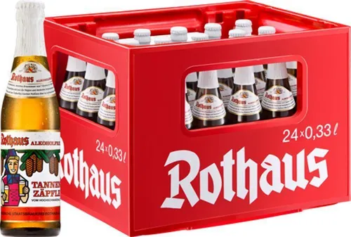 Rothaus Tannenzäpfle Alkoholfrei 0,33 L - Originalkiste MEHRWEG 24 x - Bier, alkoholfrei und erfrischend, ideal für Genuss ohne Reue - perfekt für gesellige Anlässe!
